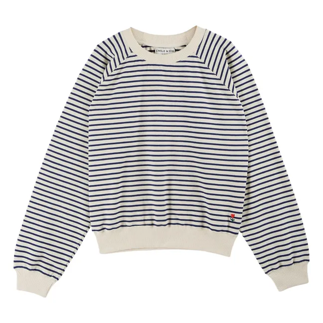 Striped Sweat Organic Cotton | Navy blue
