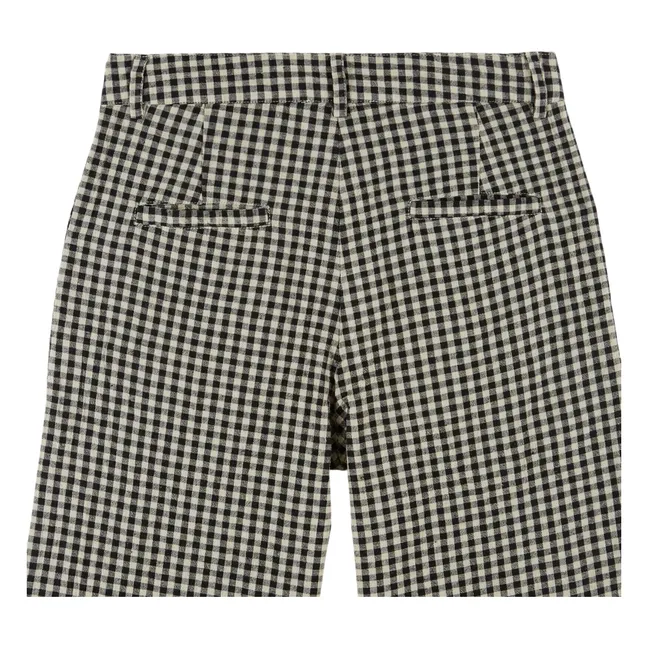 Cotton Gingham Trousers | Black