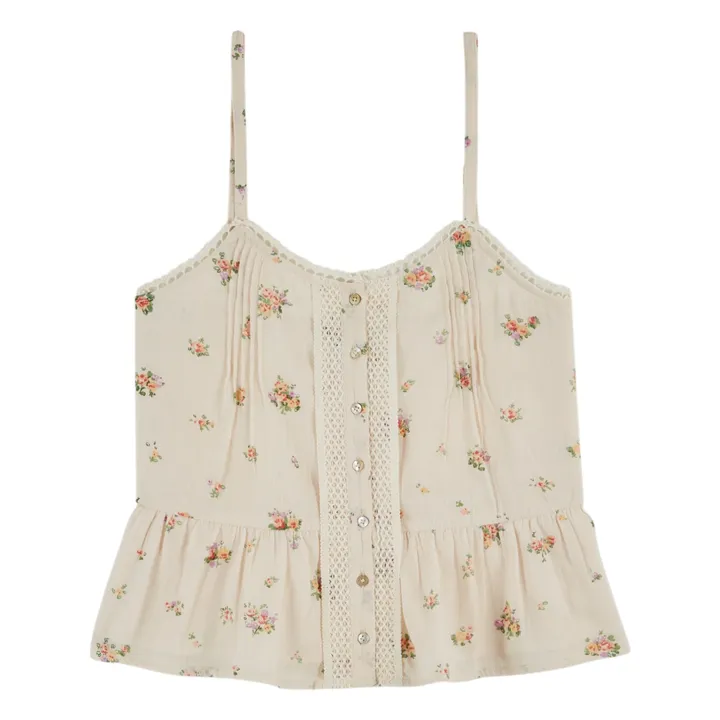 Top estampado de algodón orgánico | Crema- Imagen del producto n°0