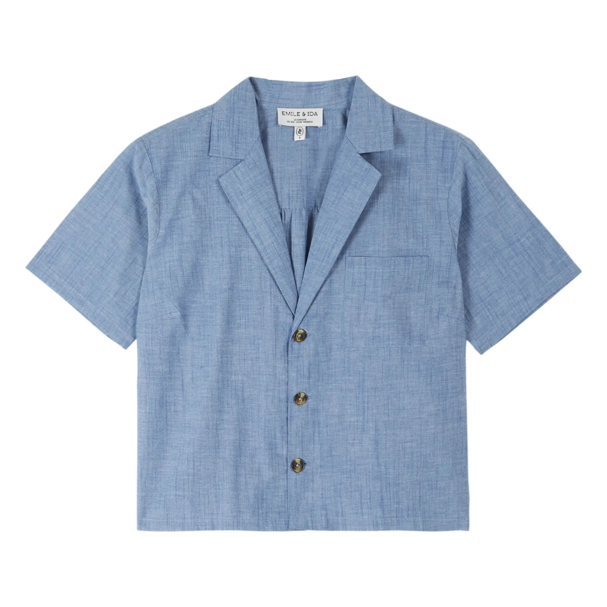 Emile Et Ida Blue Cotton Chambray Blouse