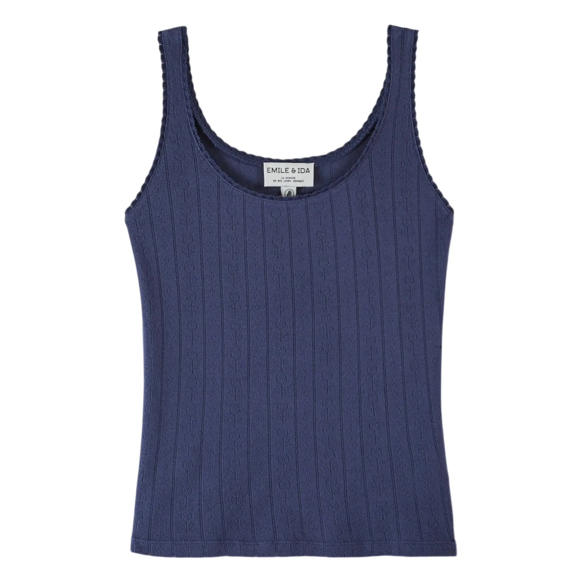 Emile Et Ida Navy Blue Modal Cotton Tank Top