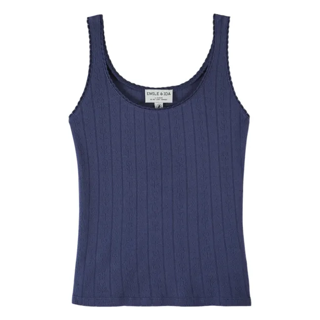 Camiseta de tirantes de algodón modal | Azul Marino