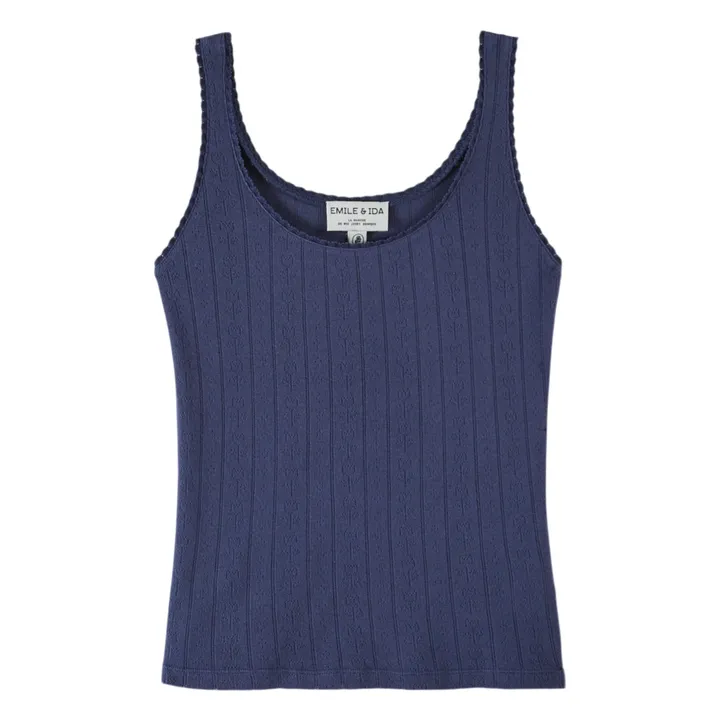 Modal Cotton tank top | Navy blue- Product image n°0