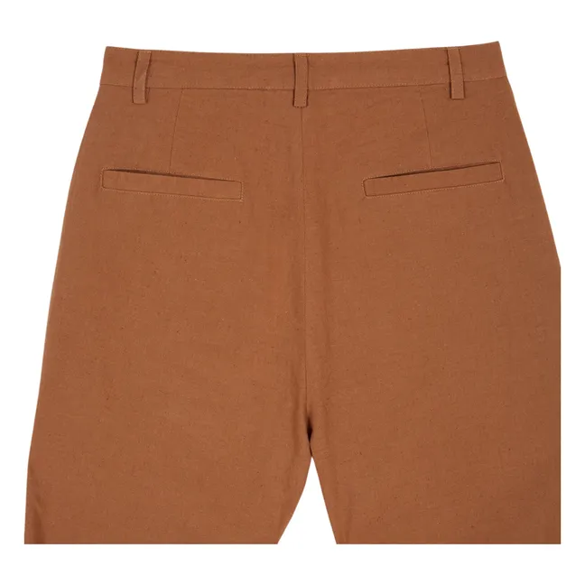 Cotton Embroidered Pants | Brown