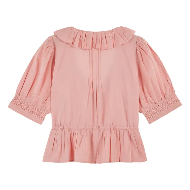 Blouse Volants Brodée Coton | Rose