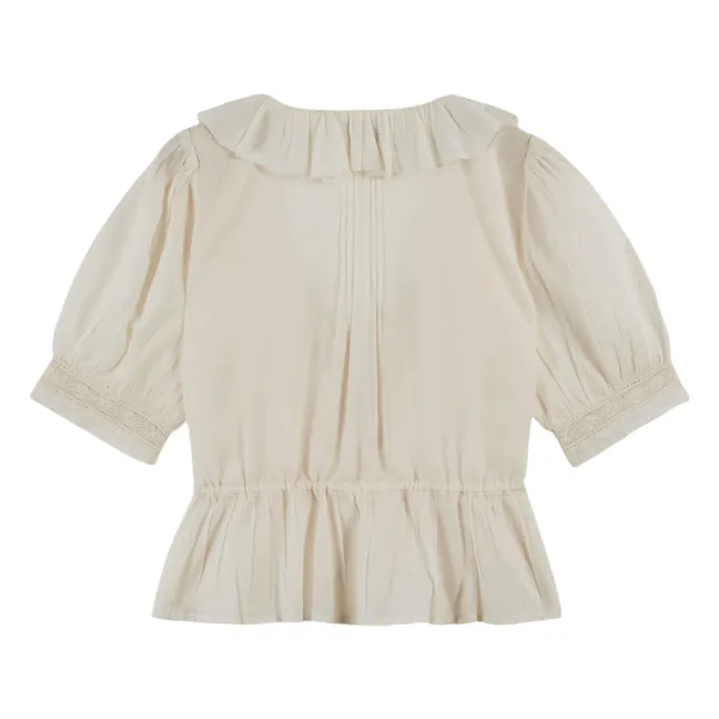 Blouse Volants Brodée Coton | Crème