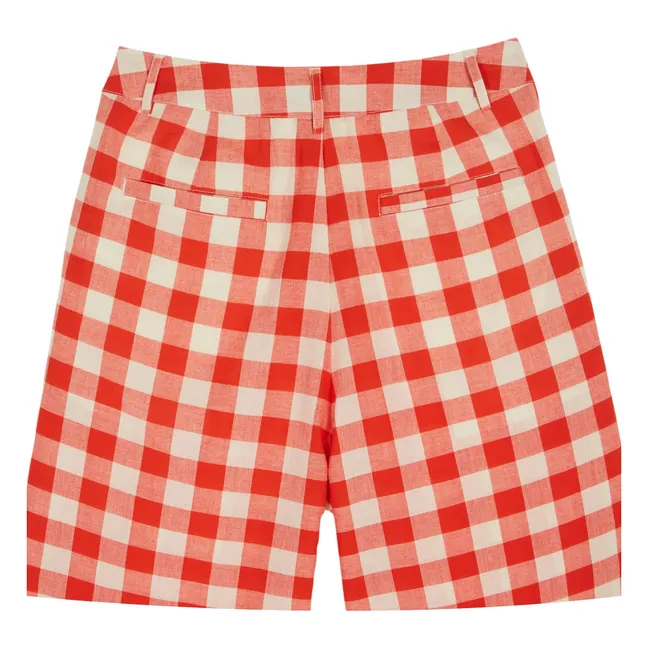 Organic Cotton Gingham Trousers | Red