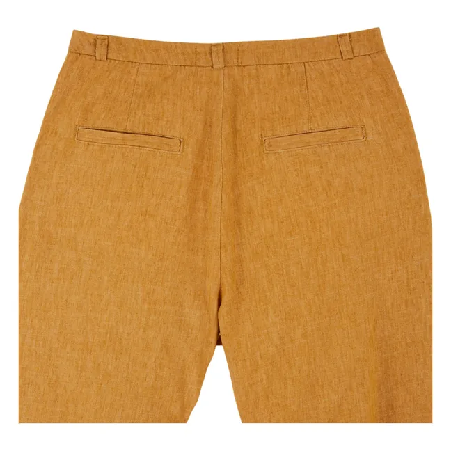 Linen and cotton pants | Mustard