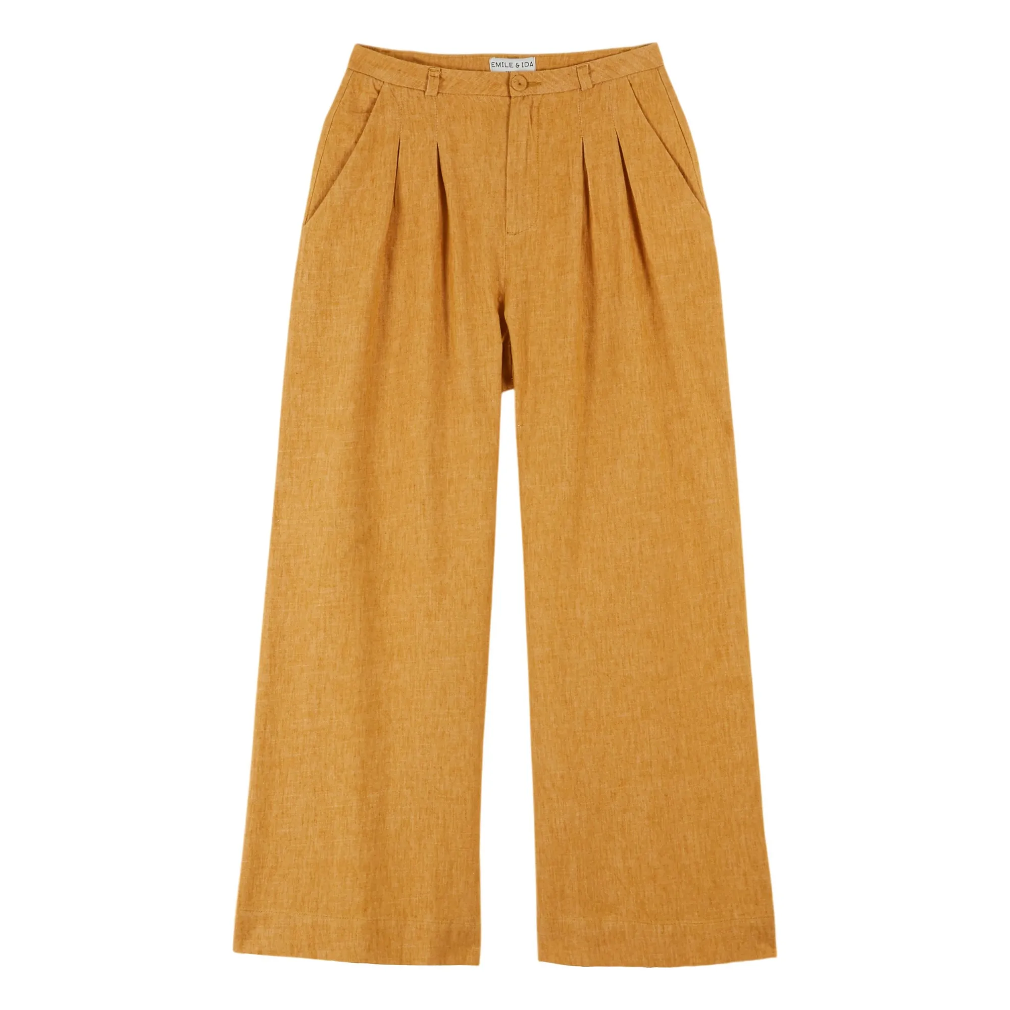 Emile Et Ida Mustard Linen And Cotton Pants