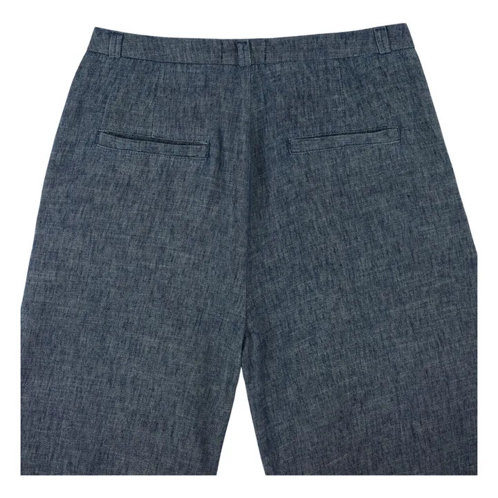 Pantalones de lino y algodón | Azul Marino- Imagen del producto n°5