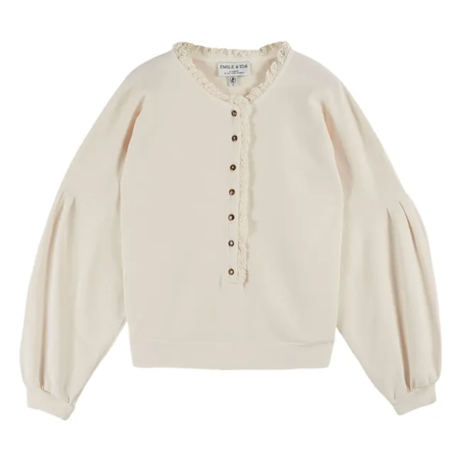 Sweat Embroidery Algodón orgánico inglés | Crema