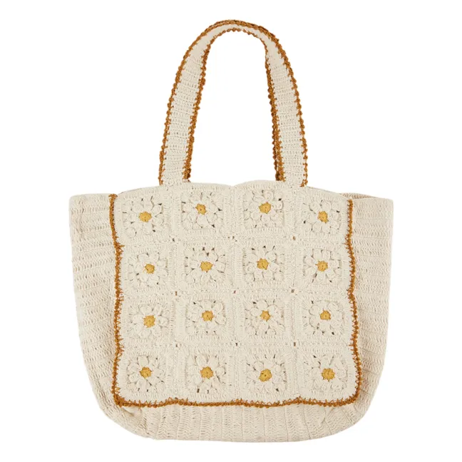 Bolsa de ganchillo con flores | Crema