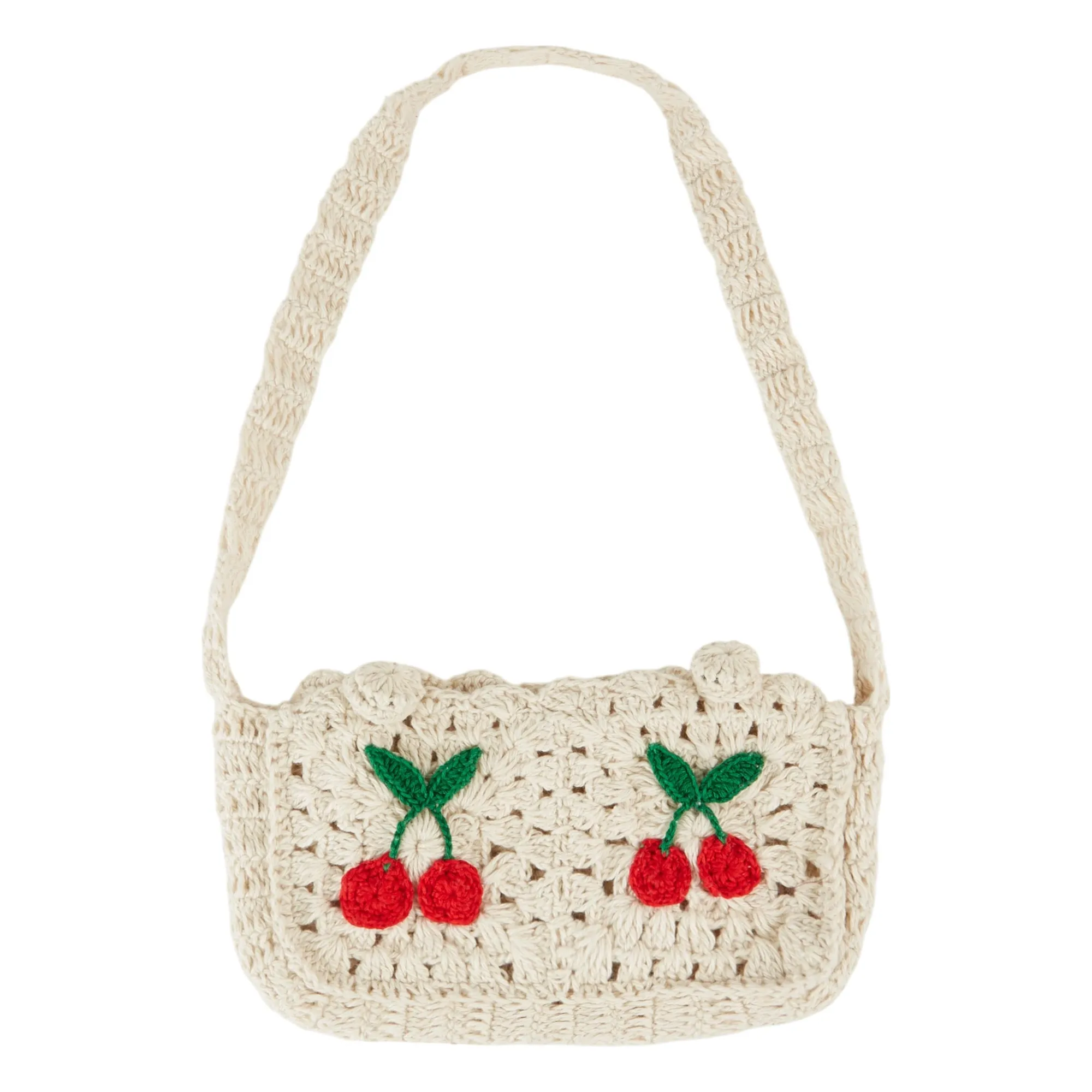 Emile Et Ida Cream Cherry Crochet Bag