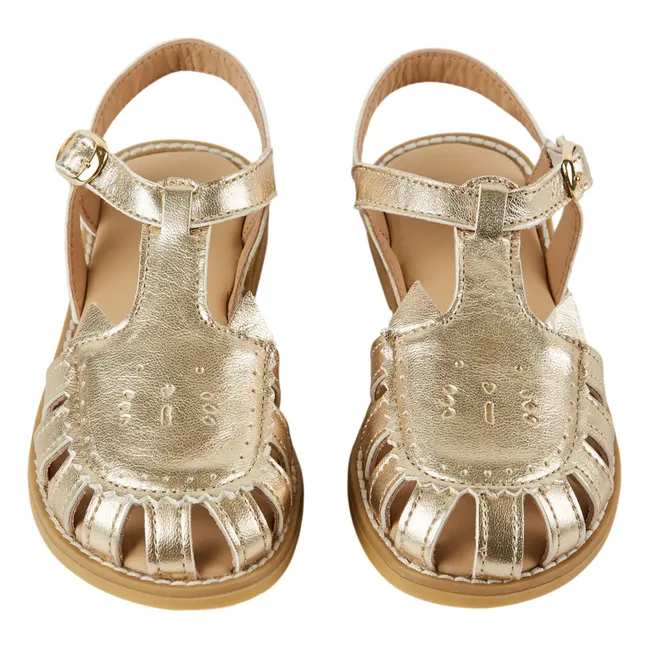 Leather Cat Sandals | Gold