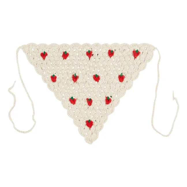 Stirnband Haken Erdbeeren | Cremefarben