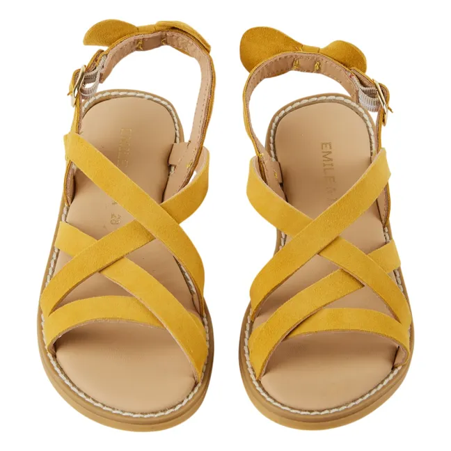 Leather crossover sandals | Yellow