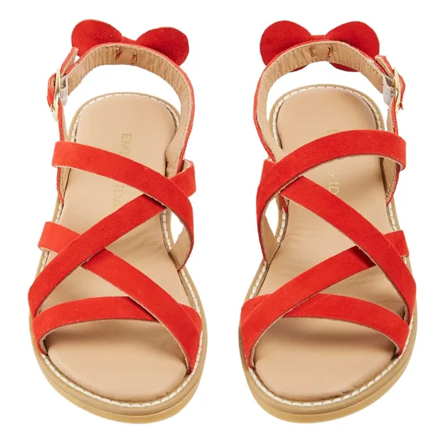 Sandalias cruzadas de piel | Rojo