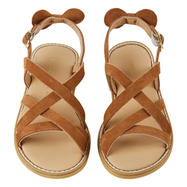 Leather crossover sandals | Camel