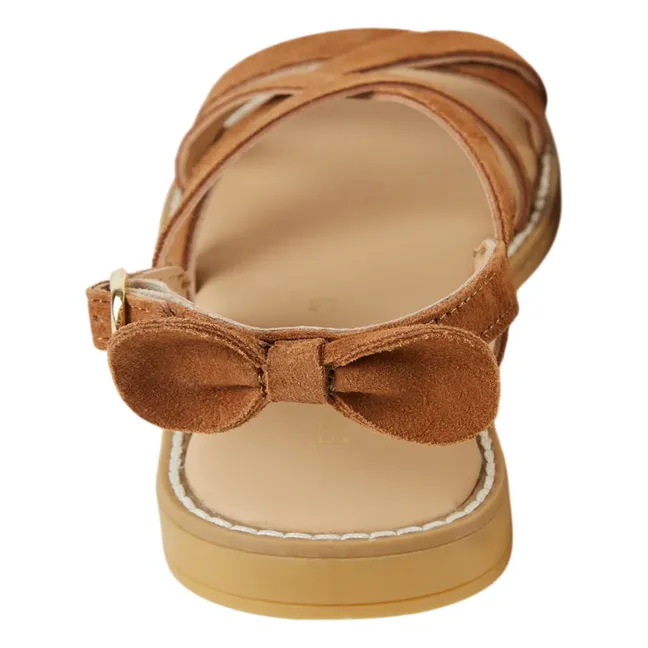 Leather crossover sandals | Camel