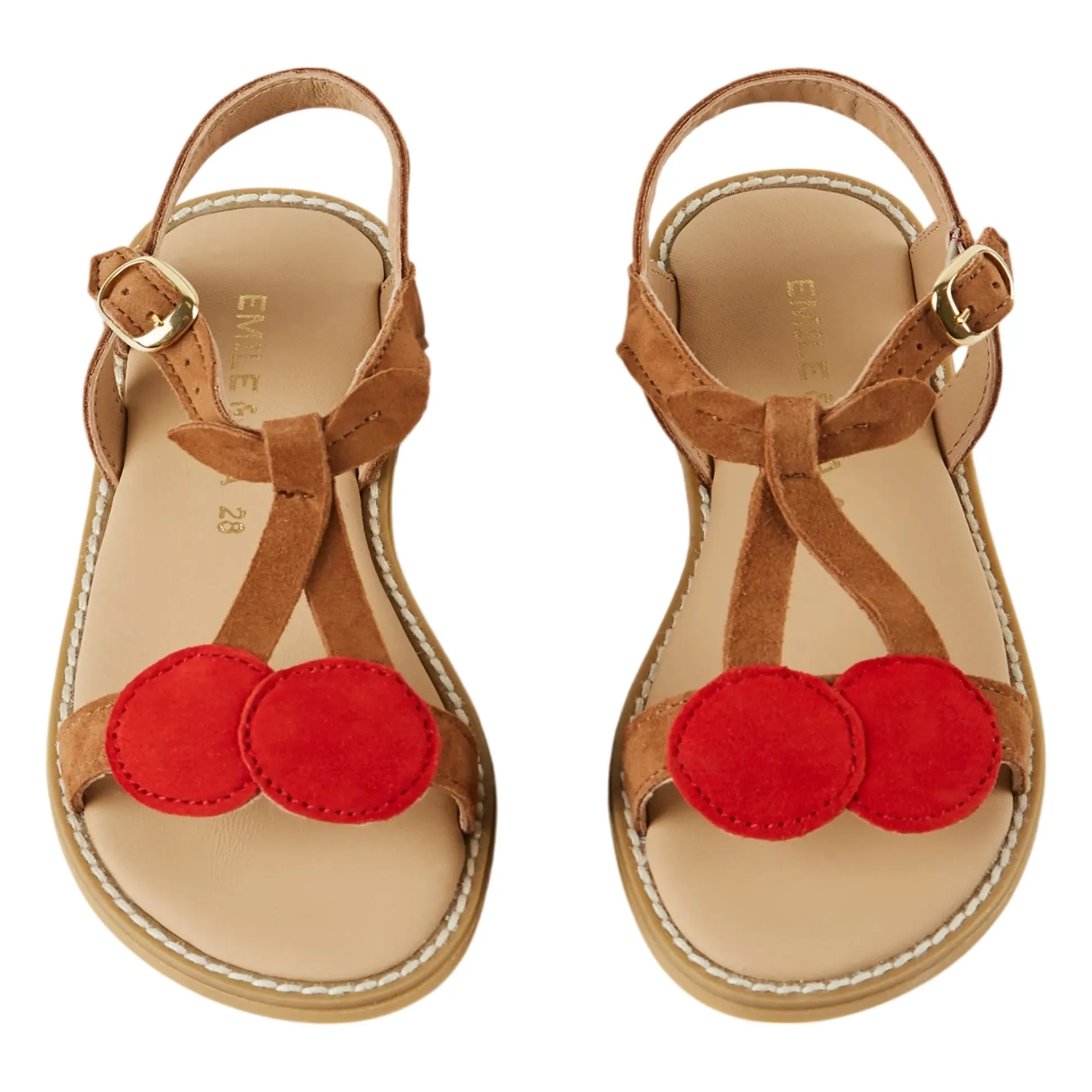 Emile Et Ida Red Cerises Leather Sandals