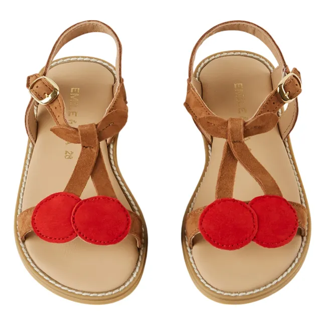 Cerises Leather Sandals | Red