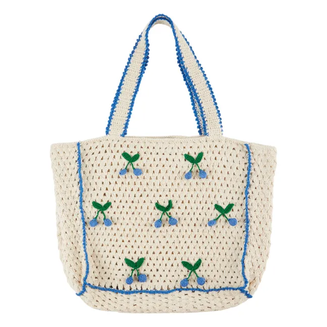 Tasche Cabas Crochet Cerises | Cremefarben