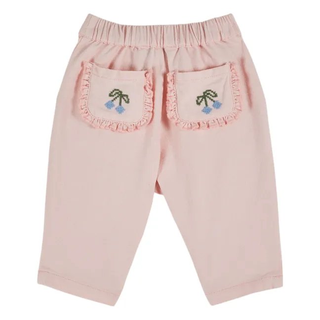 Pantalon Poches Brodées | Rose