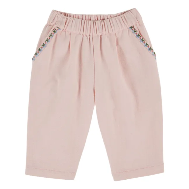 Pantalon Poches Brodées | Rose