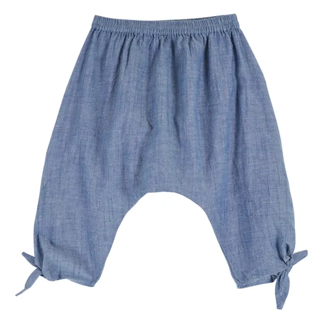 Pantalones Sarouel Chambray | Azul