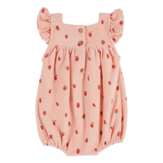 Barboteuse Fraises Eponge Coton Bio | Rose
