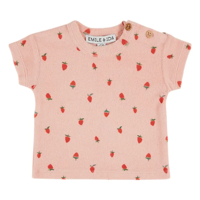 T-shirt Fraises Eponge Coton Bio | Rose