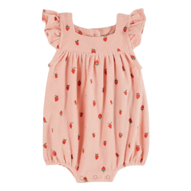 Barboteuse Fraises Eponge Coton Bio | Rose