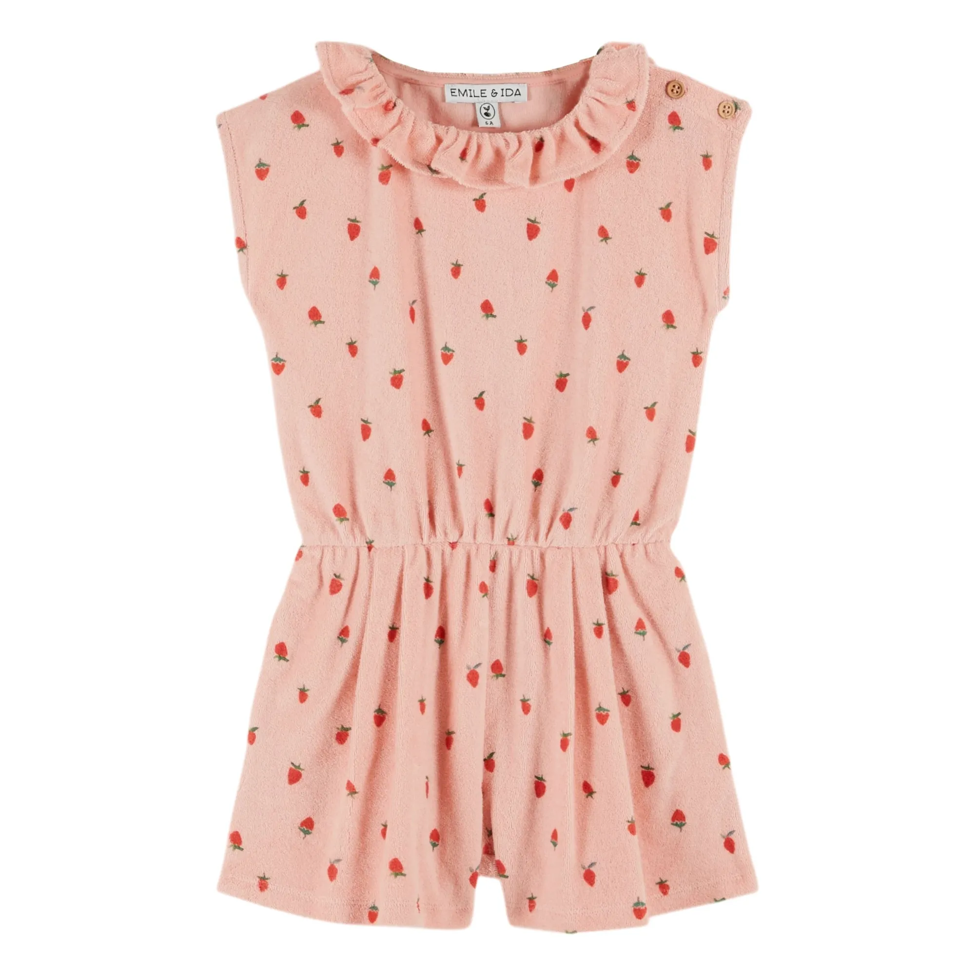 Emile Et Ida Pink Combishort Strawberry Organic Cotton Towelling