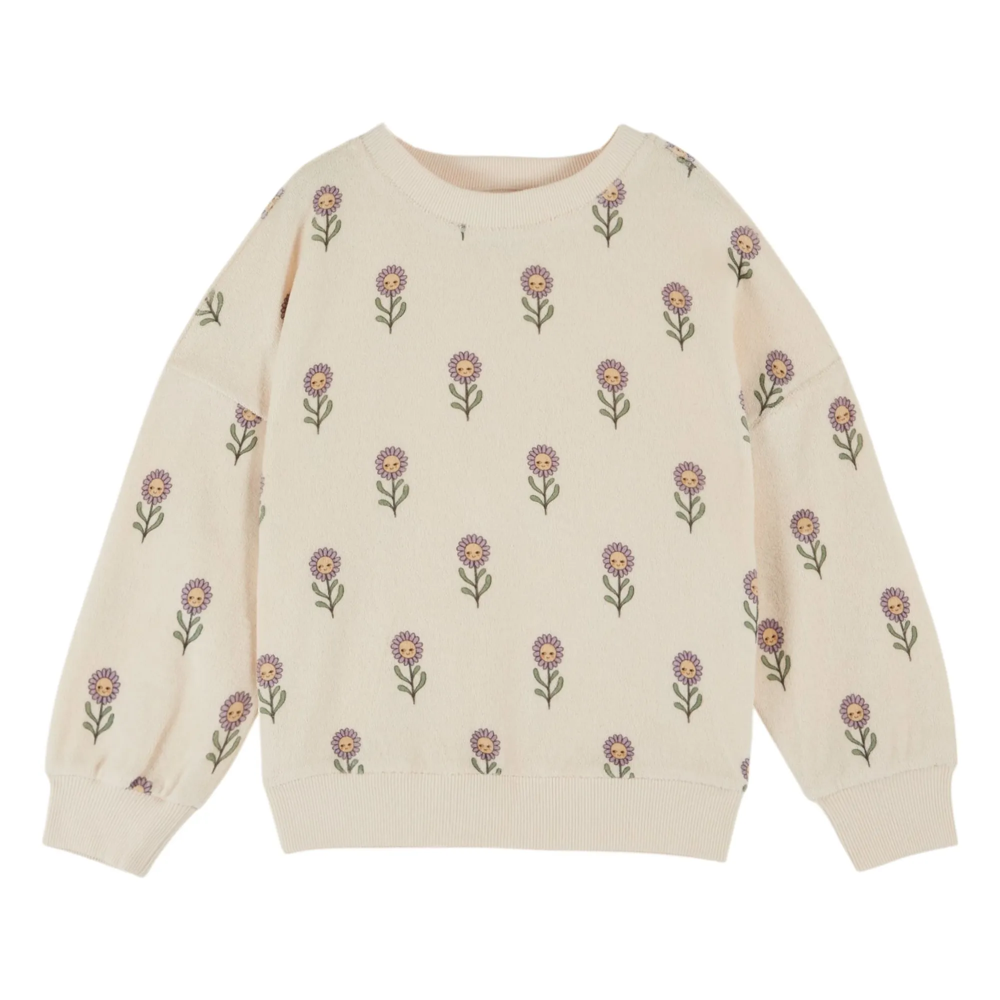 Emile Et Ida Cream Organic Cotton Terry Floral Sweatshirt