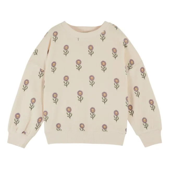 Sudadera floral de rizo de algodón orgánico | Crema