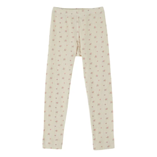 Legging Pointelle Floral de algodón orgánico | Crema