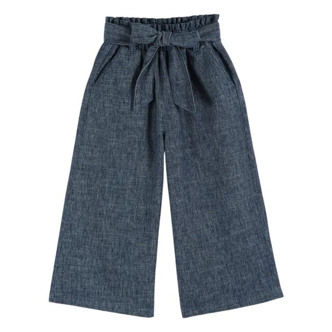 Pantalones anchos con cinturón | Azul Marino