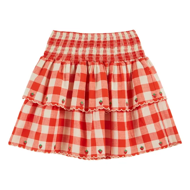 Falda Bordada Tejas de Algodón Ecológico | Rojo