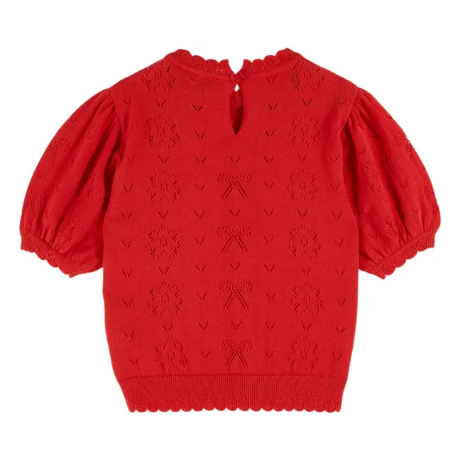 T-shirt Ajouré Maille Coton Bio | Rouge