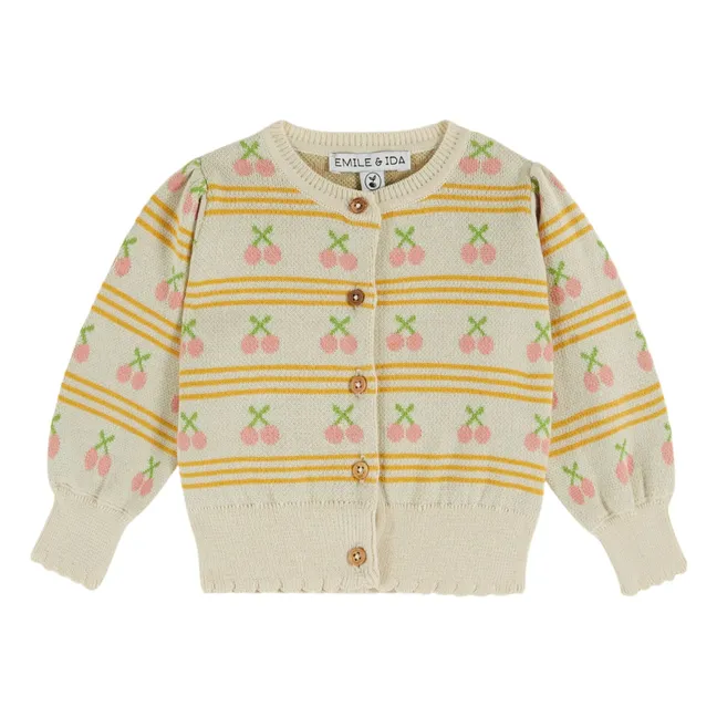Chaqueta de punto de algodón orgánico Cherry | Crema