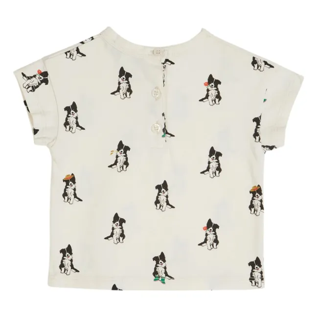 Border Collie organic cotton T-shirt | Cream