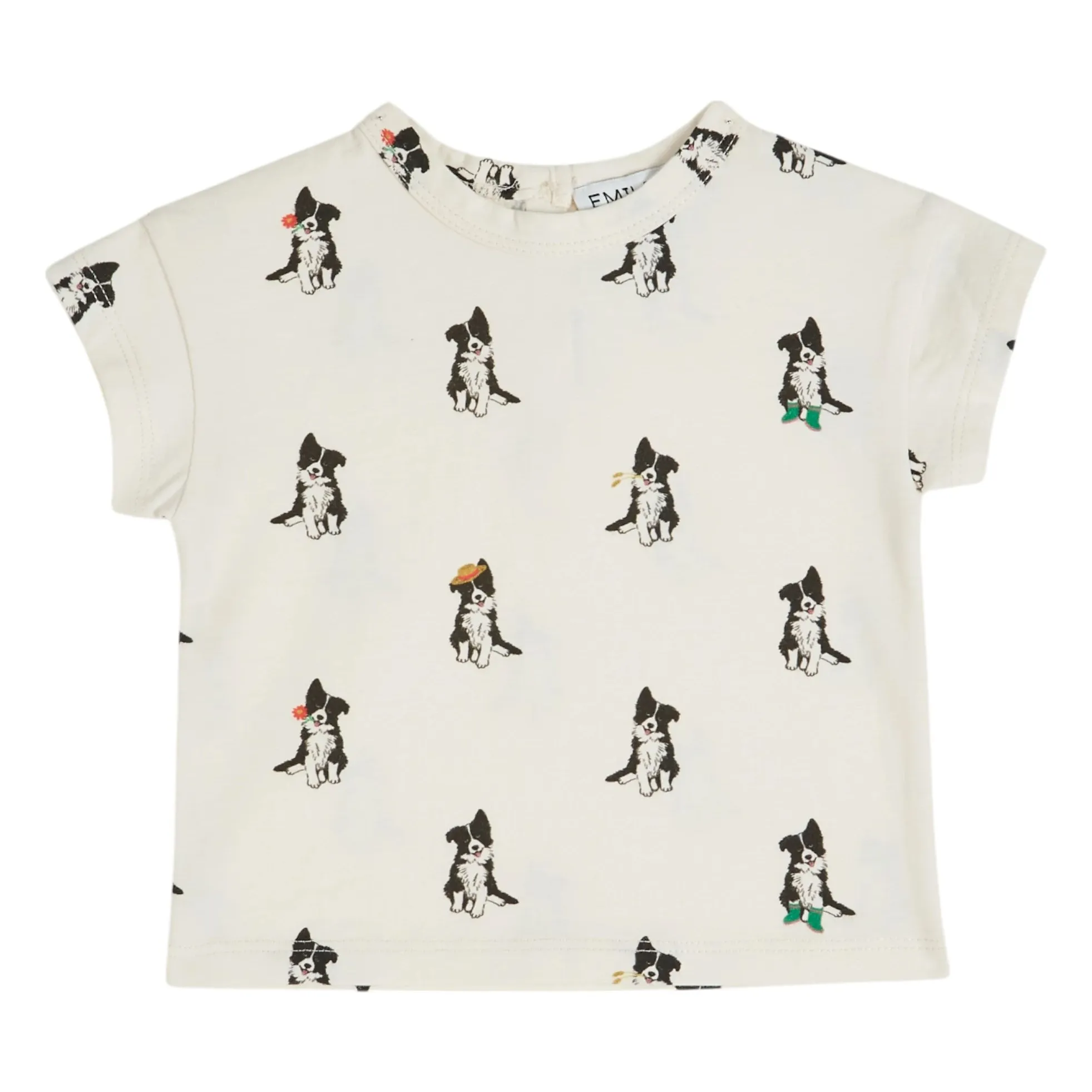 Emile Et Ida Cream Border Collie Organic Cotton T-Shirt