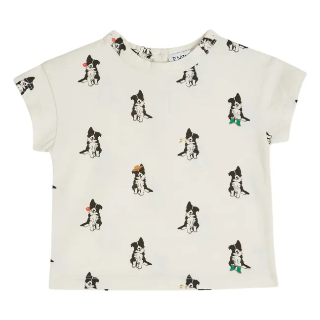 Border Collie organic cotton T-shirt | Cream