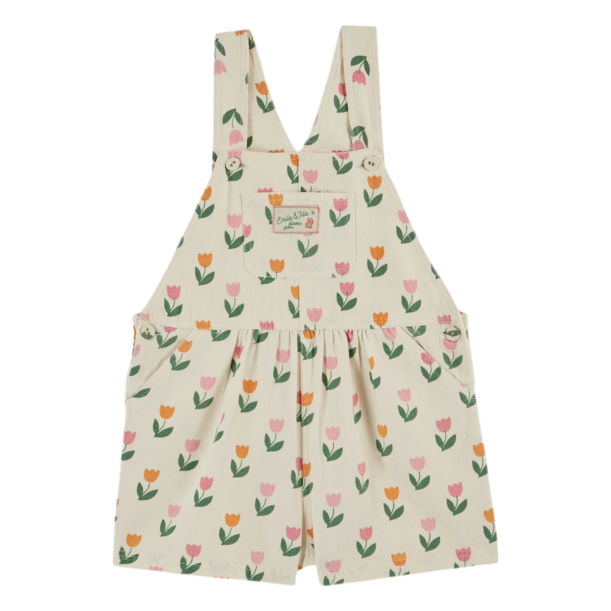 Emile Et Ida Cream Tulip Short Dungarees