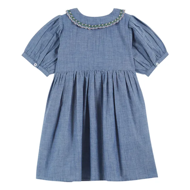 Vestido Chambray Smocked | Azul