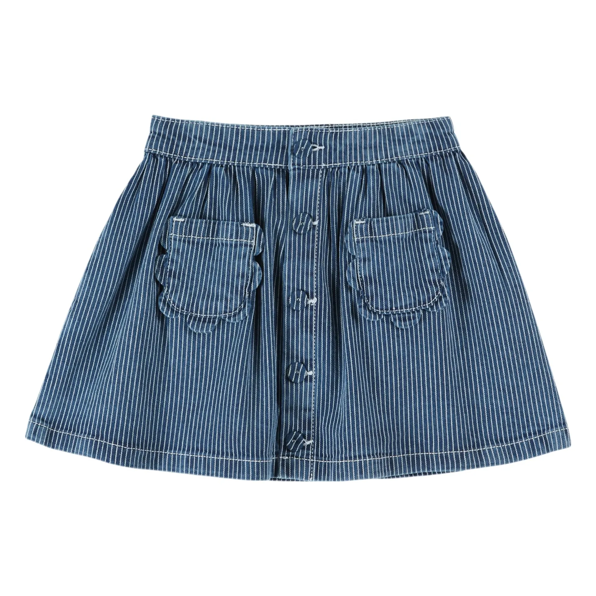 Emile Et Ida Blue Striped Denim Skirt