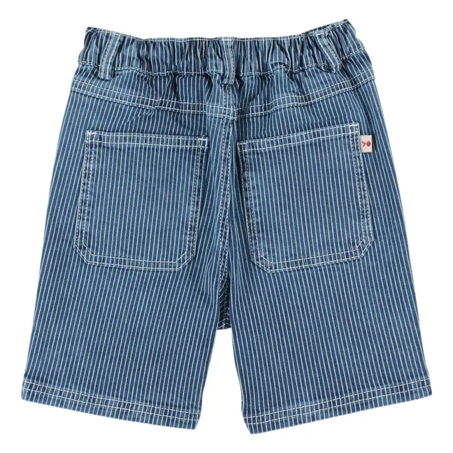 Striped Denim Bermuda Shorts | Blue