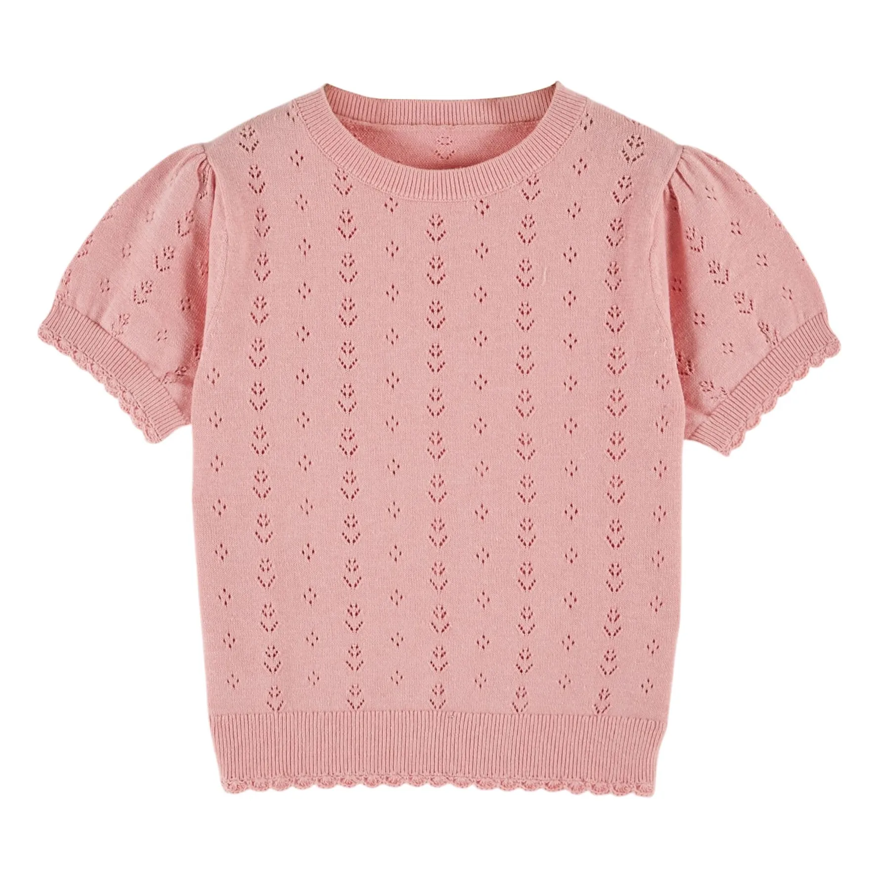 Emile Et Ida Pink Openwork Linen T-Shirt