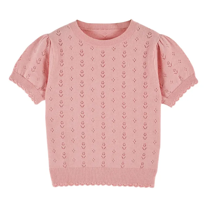 Camiseta de lino calada | Rosa- Imagen del producto n°0