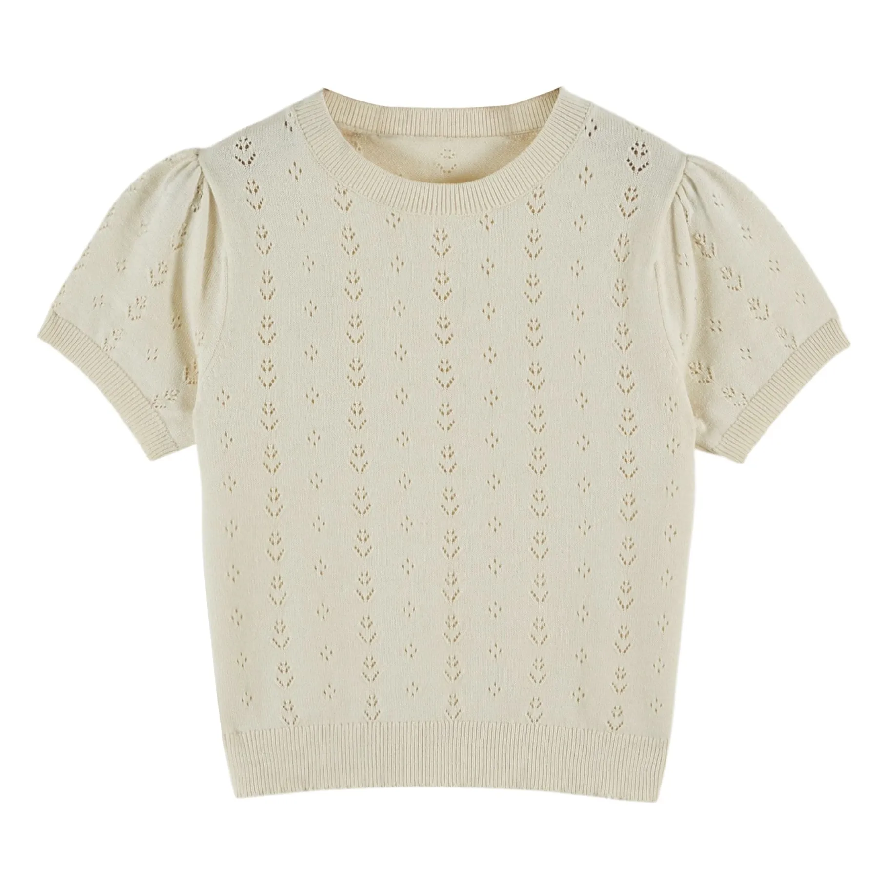 Emile Et Ida Cream Openwork Linen T-Shirt